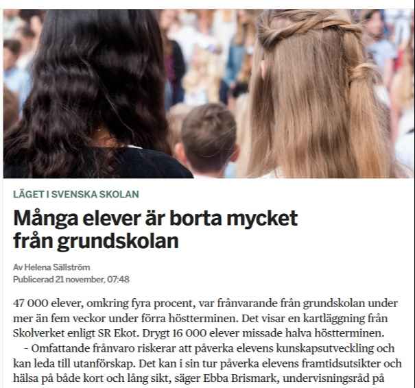 47 ألف طالب في السويد تغيبوا عن مدارسهم منذ بداية العام الدراسي ..والسبب؟ 2 Untitled 1 8