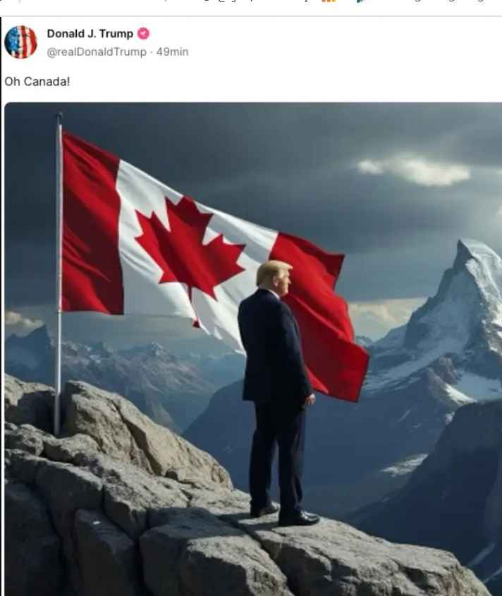 ترامب يقترح انضمام كندا كولاية أمريكية رقم 51 وينشر: "يا كندا" مع صورة للعلم الكندي 2 877 1